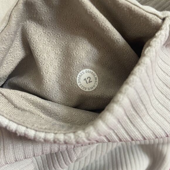 Lululemon Softstreme Ribbed Zip Leg High Rise Cropped Pants Bone Cream Size 12 - Picture 6 of 12